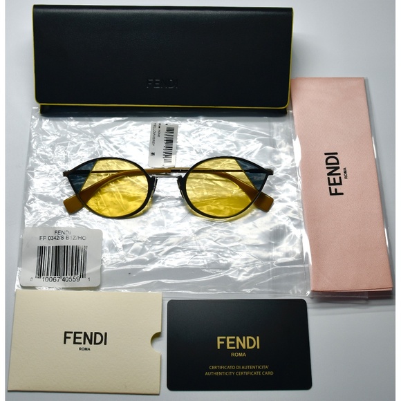 FENDI FF0342/S B1ZHO SILVER/GREY/BEIGE YELLOW CAT EYE SUNGLASSES. 51mm main image 8